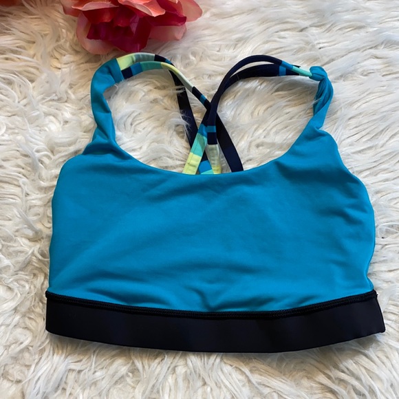 lululemon athletica Other - Lululemon Energy Teal Stripe Sports Bra sz 4